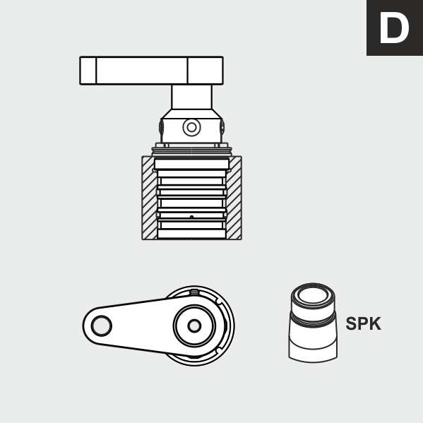 Swing clamp type D threaded body without flange